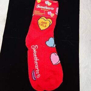 Sweethearts Conversation Hearts Kids Crew Socks – Red Valentine Candy Kawaii